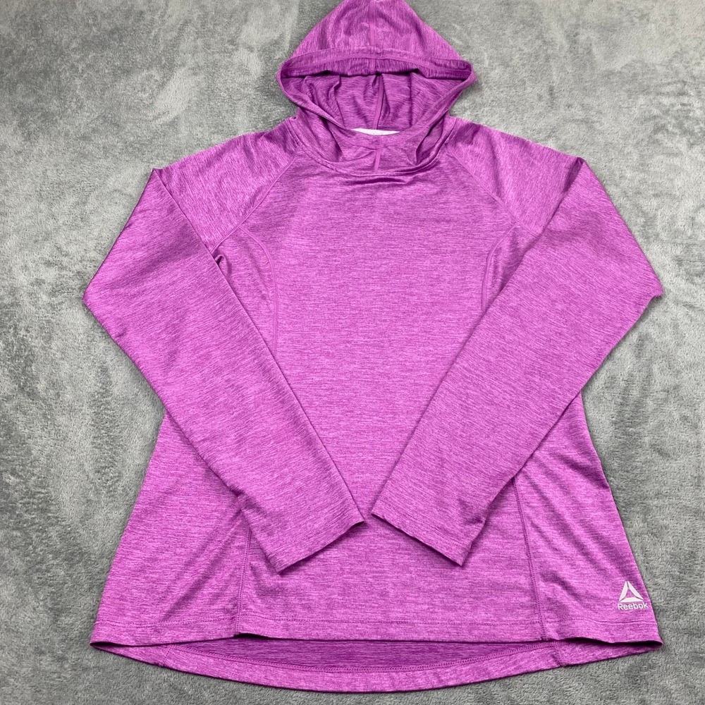 Reebok Womens Medium Hoodie Purple Heathered Long Sleeve Thumbhole Pullover